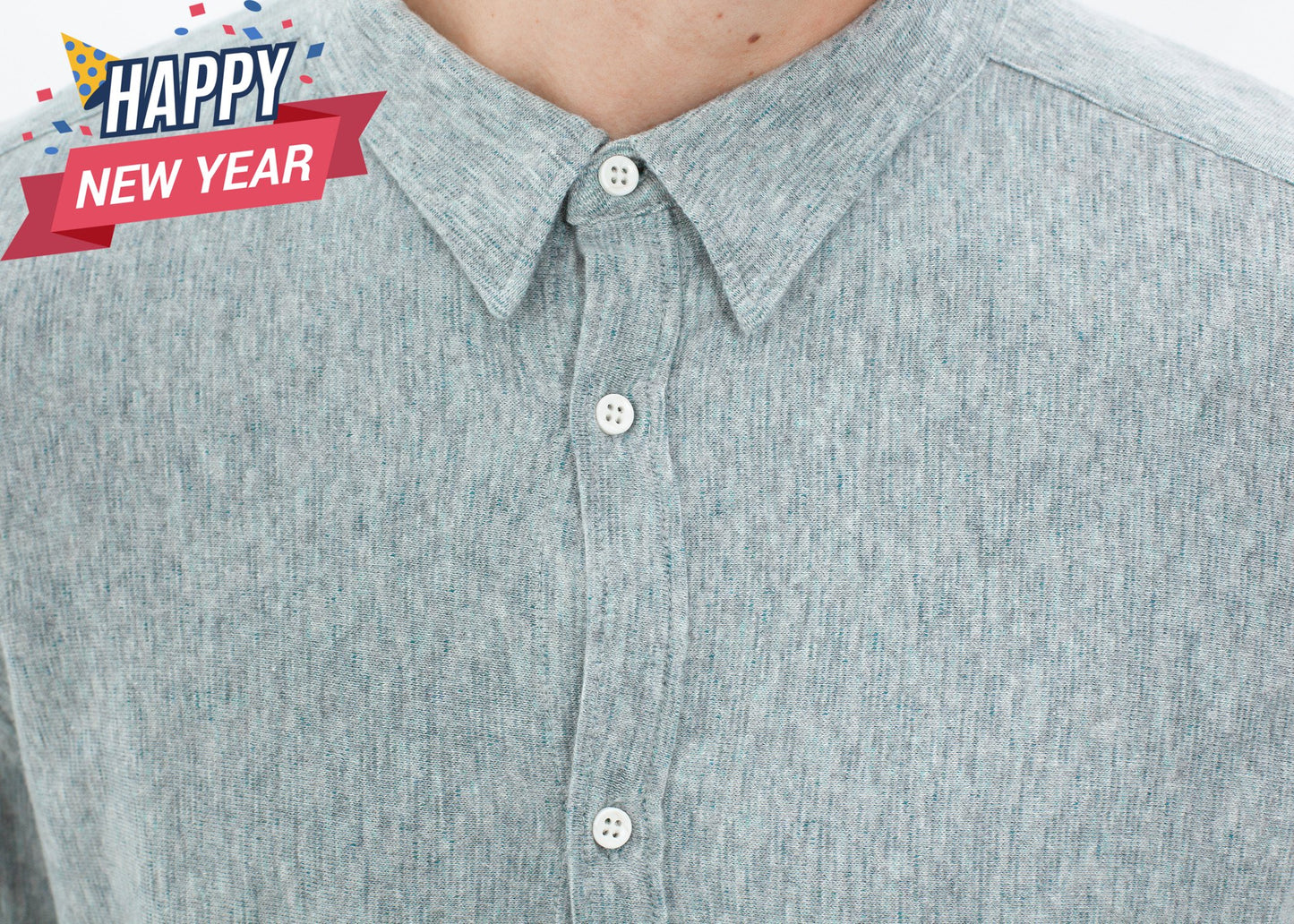 Kasuri Jersey Button-Up in Blue Grey