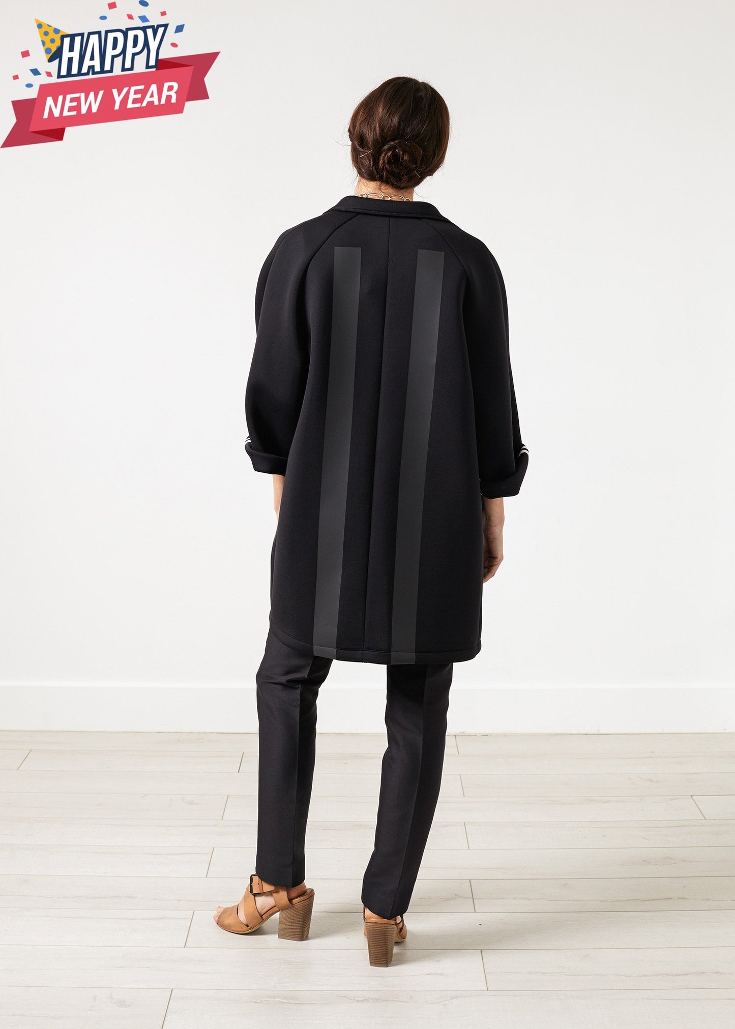 Neoprene Flower Coat in Black
