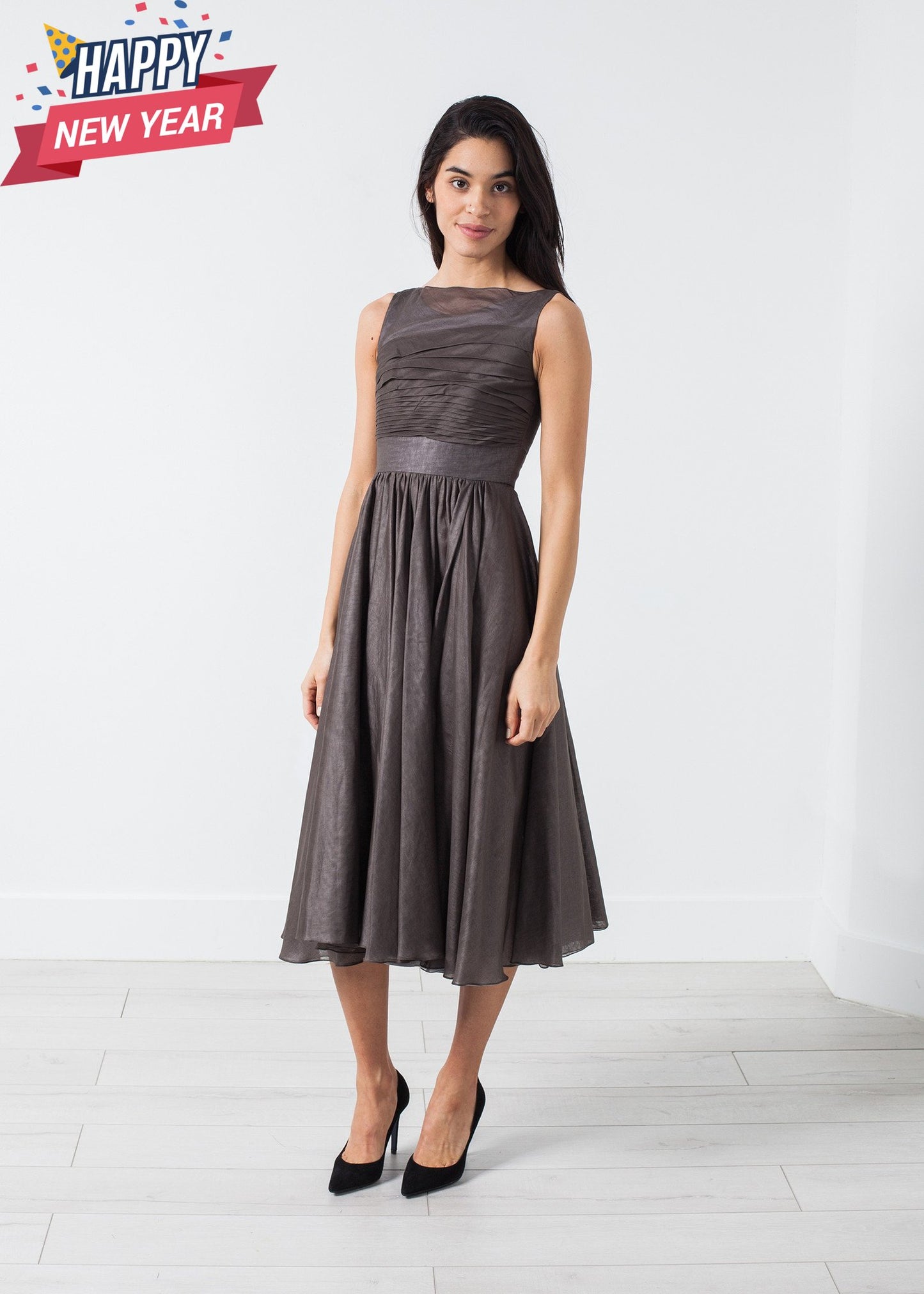 Voile Dress in Grey Pearl