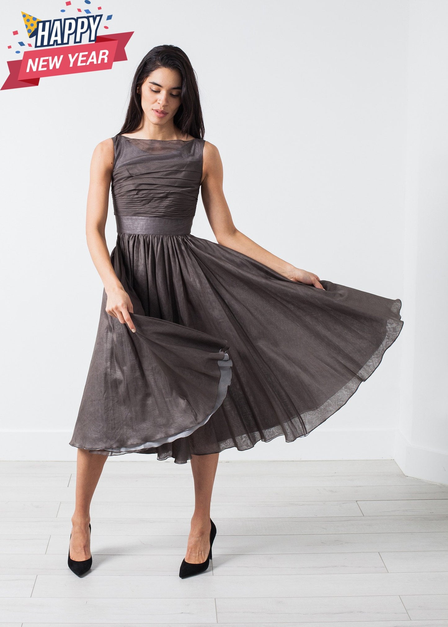 Voile Dress in Grey Pearl