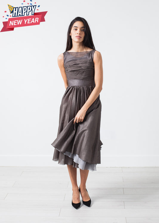Voile Dress in Grey Pearl