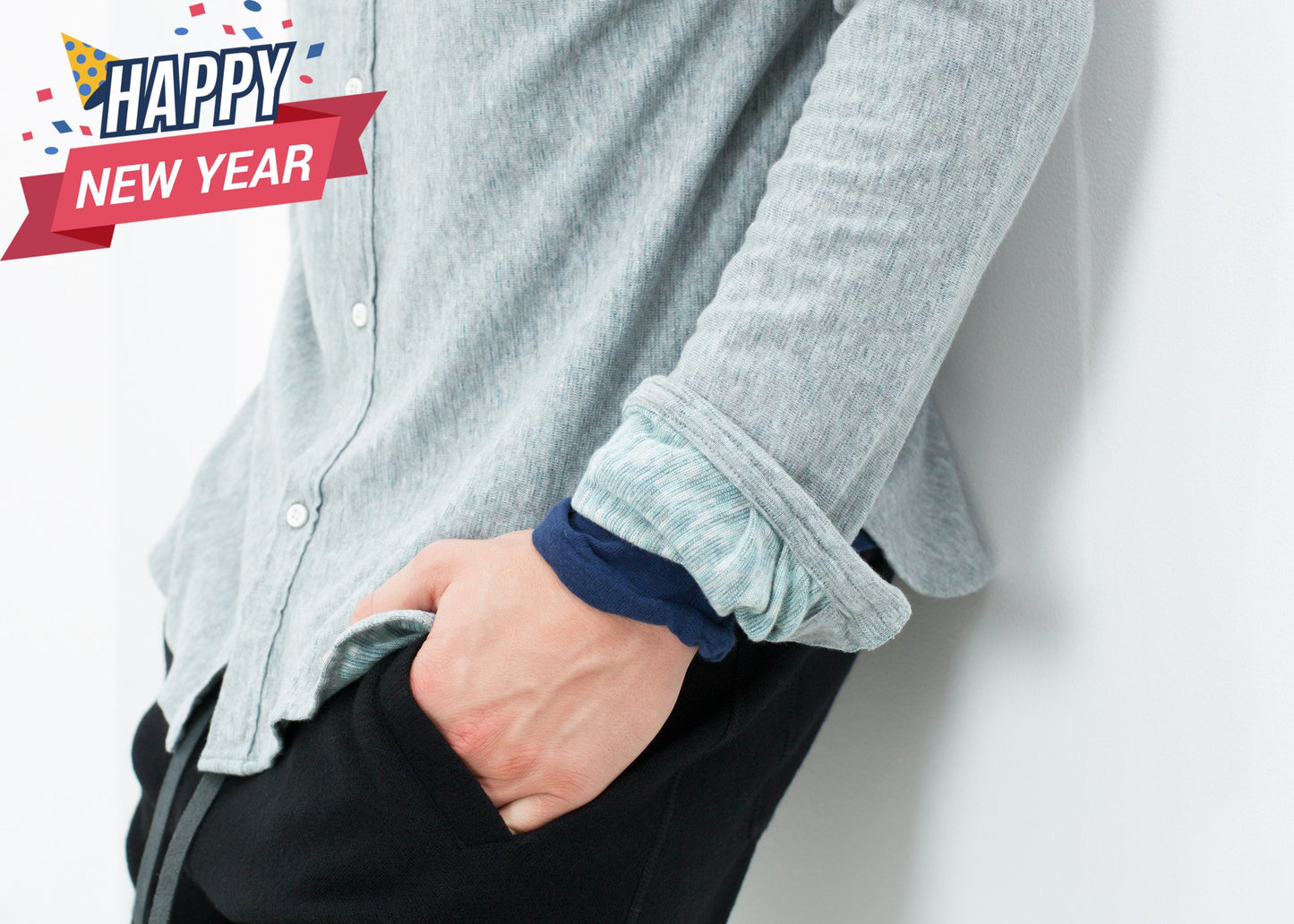 Kasuri Jersey Button-Up in Blue Grey