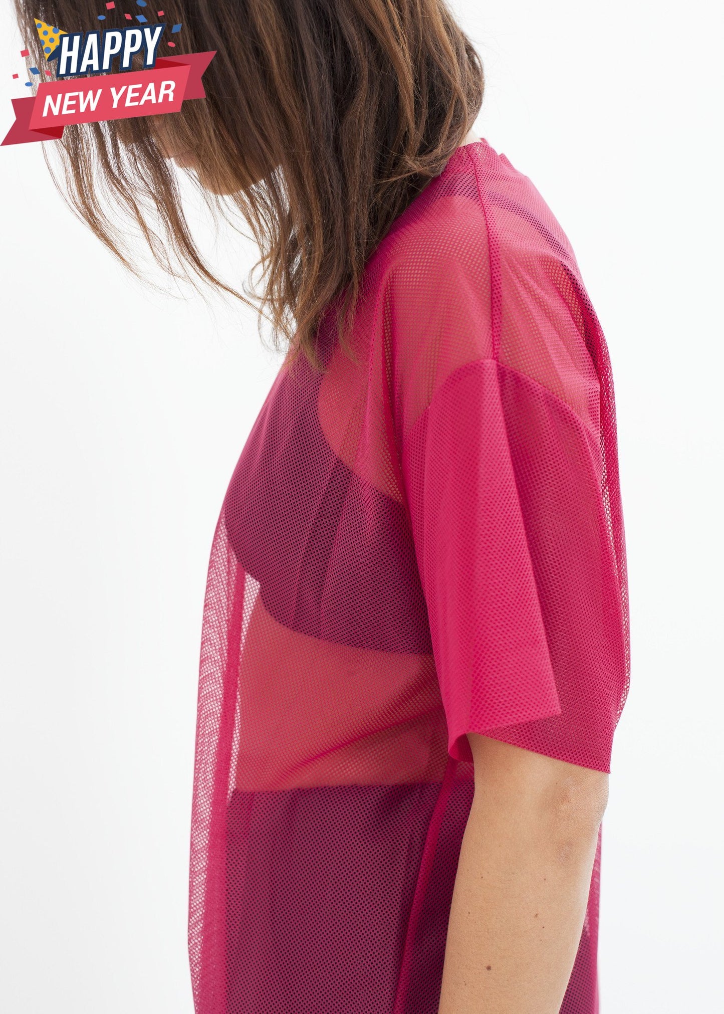 Mesh Over Dress in Pink