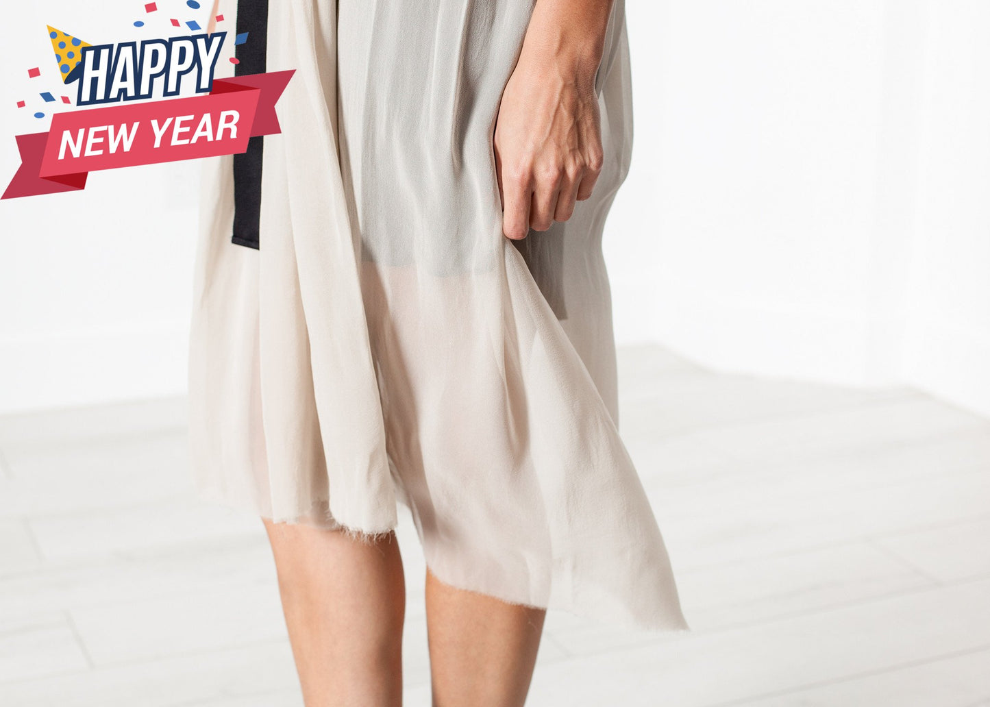 Chiffon Cape Back Dress in Sand