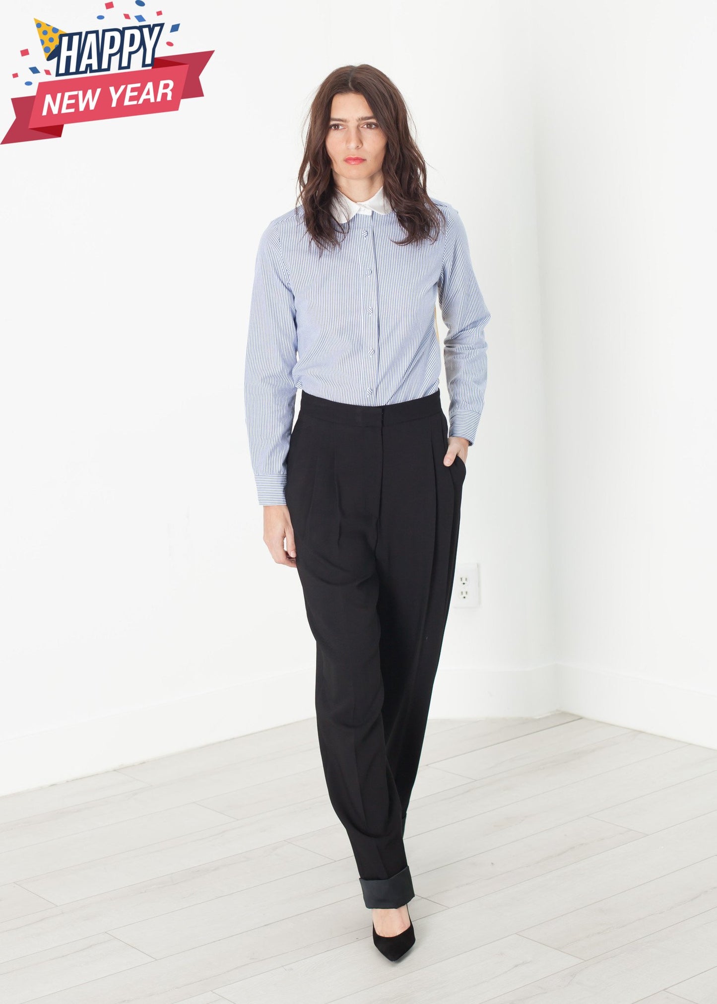 Longsleeve Blouse in Blue Stripe