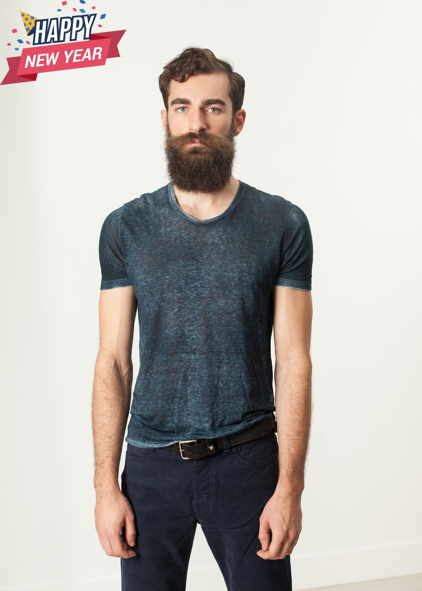 Melange T-Shirt in Navy/Black