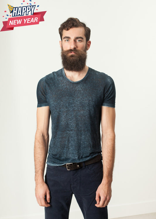 Melange T-Shirt in Navy/Black