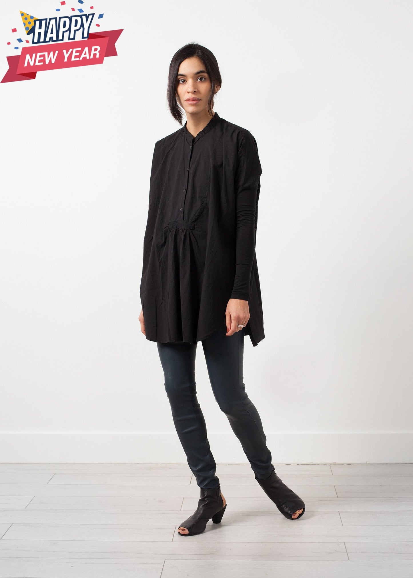 Oversized Bibbed Blouse
