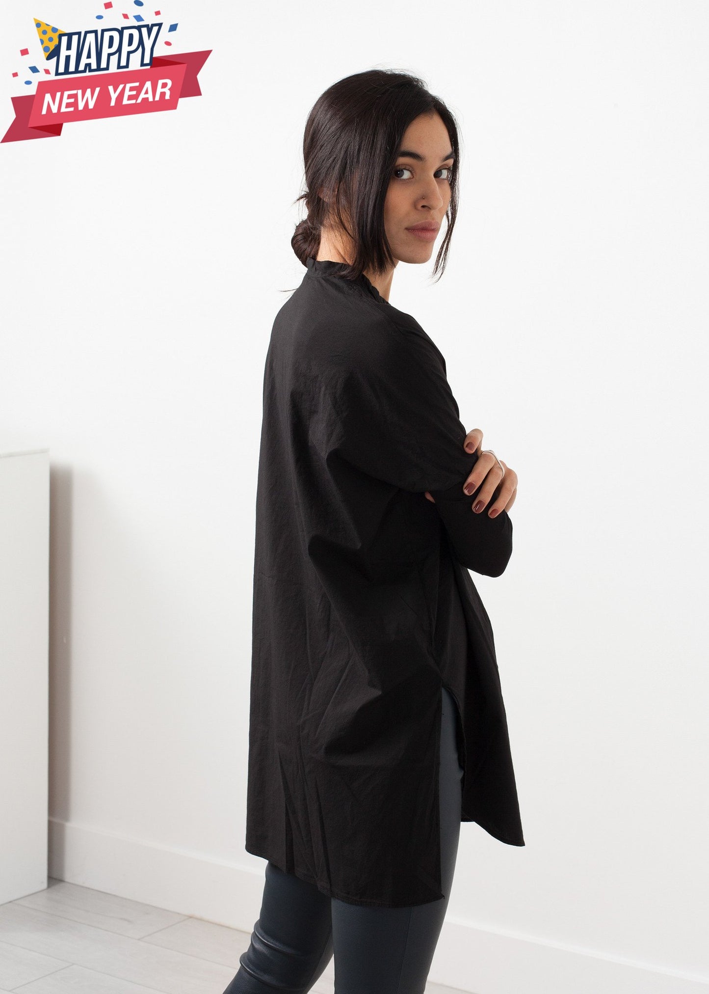 Oversized Bibbed Blouse