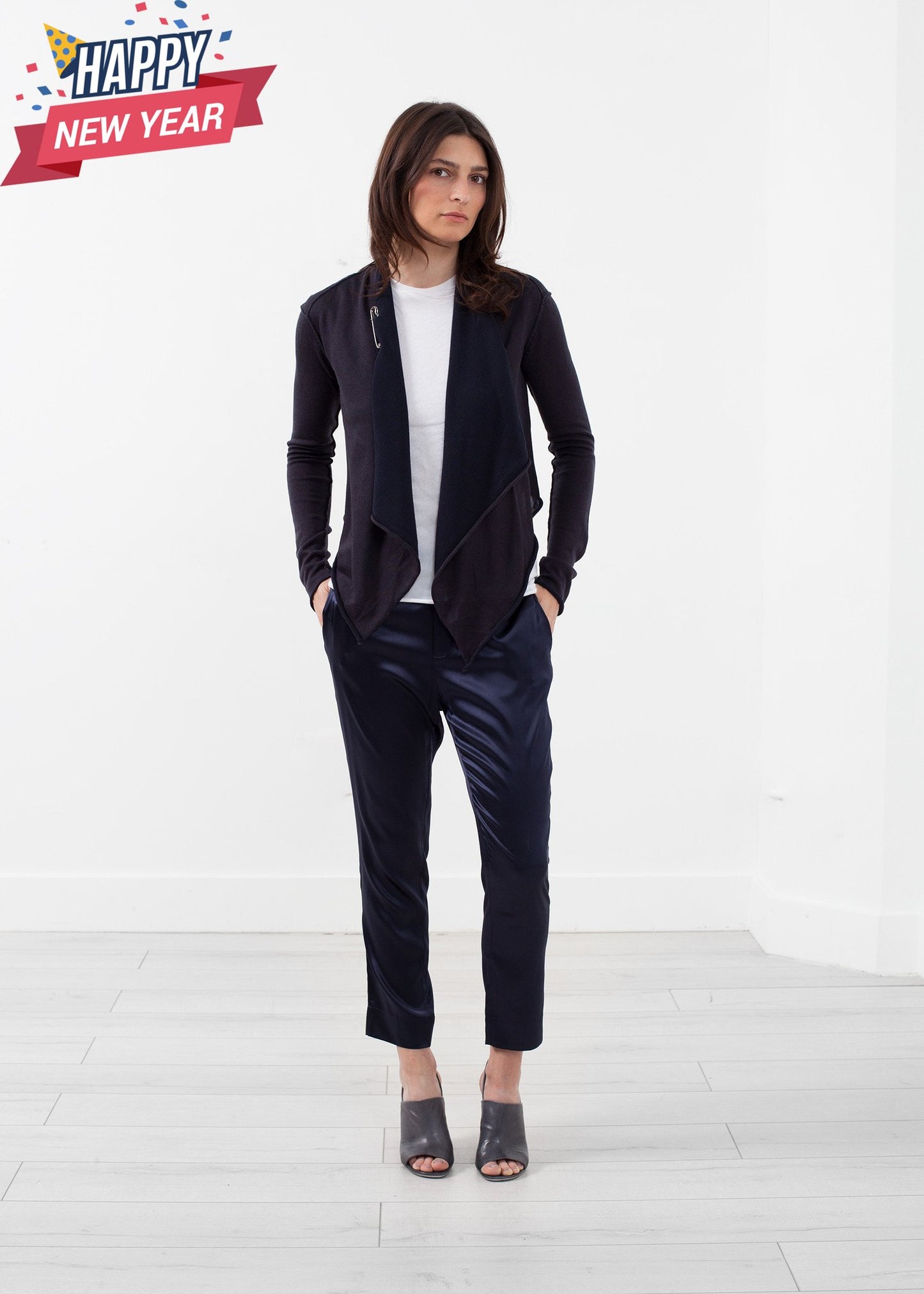 Draped Neck Cardigan