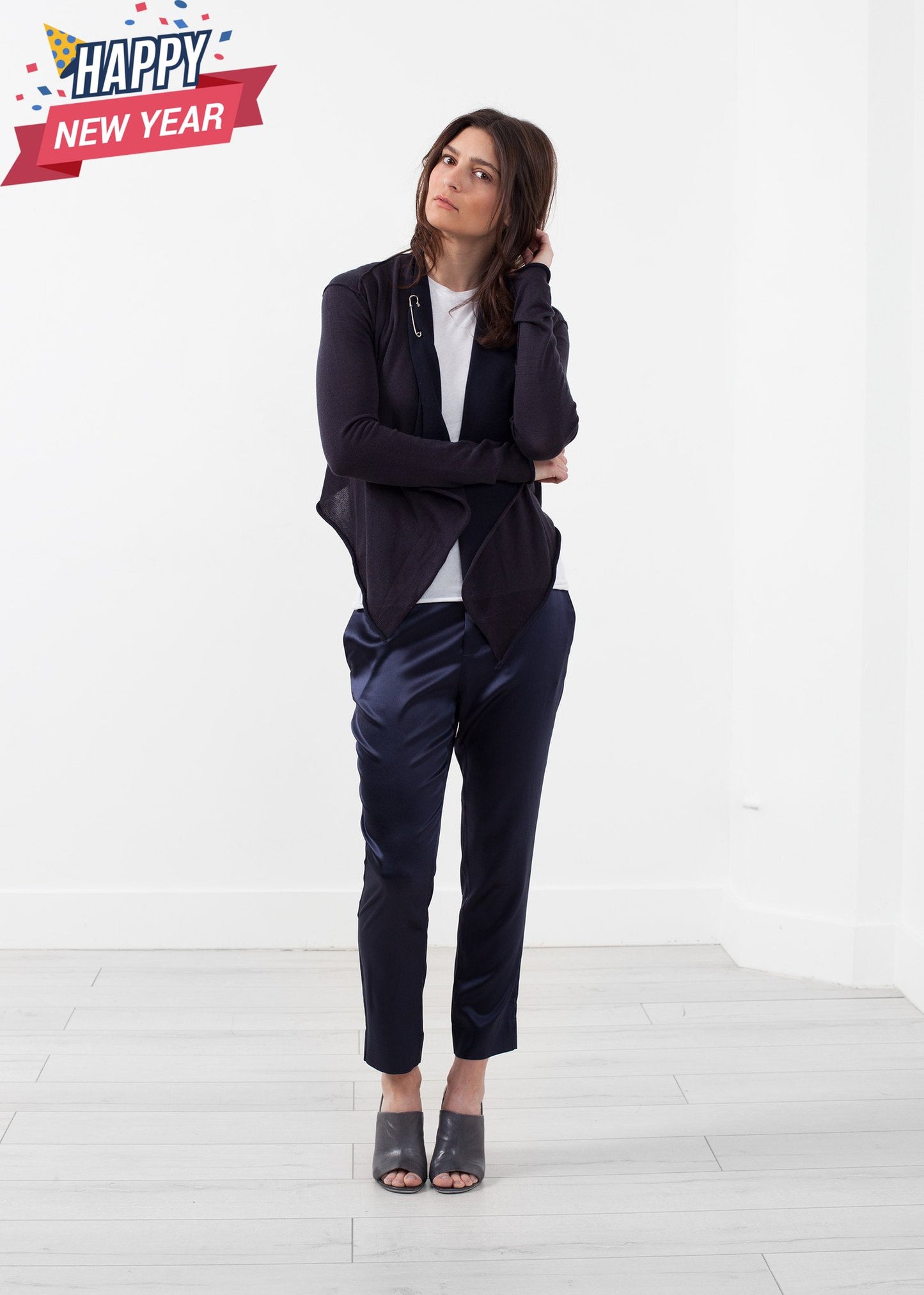 Draped Neck Cardigan