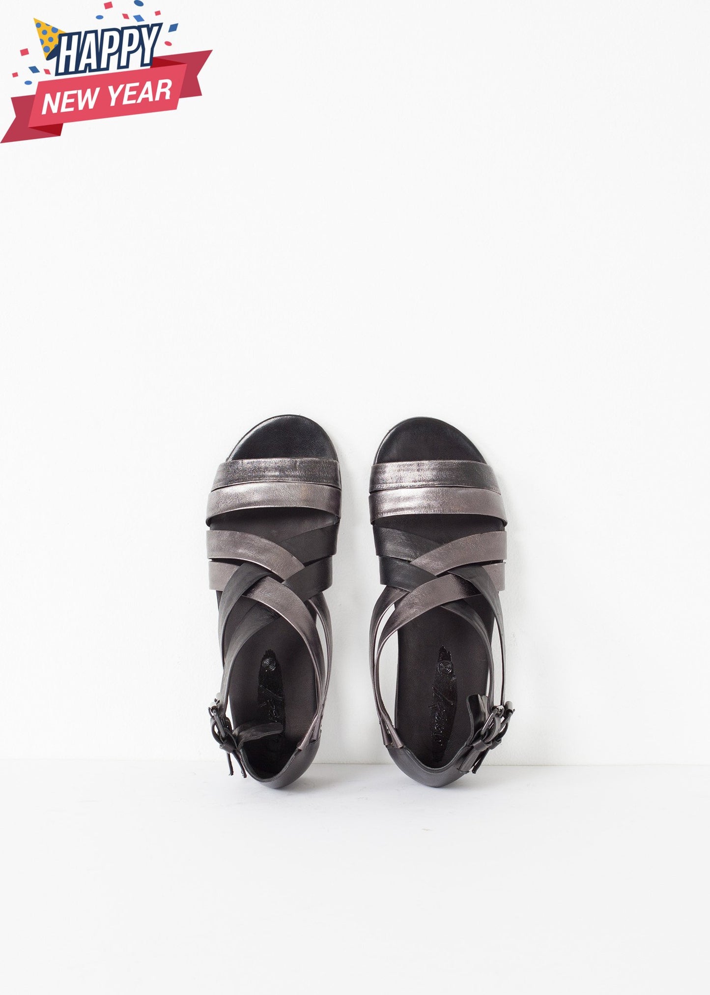 Wrap Sandal in Black/Steel