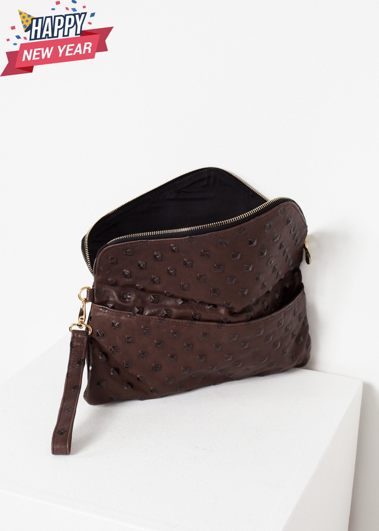 Roxanne Leather Clutch in Brown