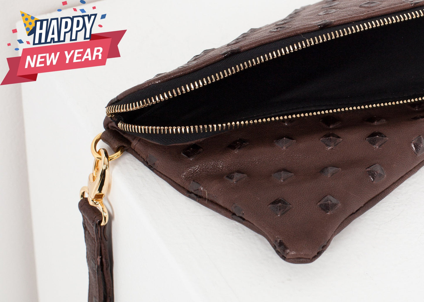 Roxanne Leather Clutch in Brown